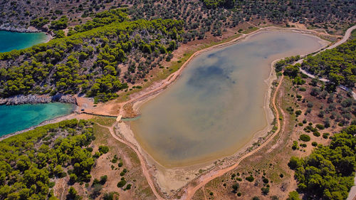 High angle view of beach