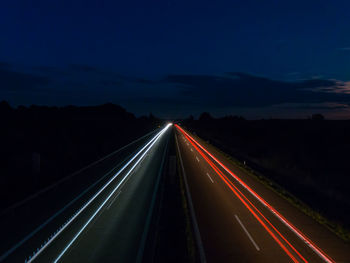 Light trails on highway at night