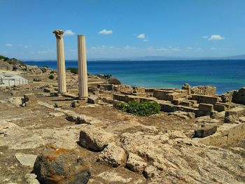 Scenic view of sea against blue sky