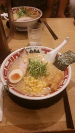 High angle view of served in bowl