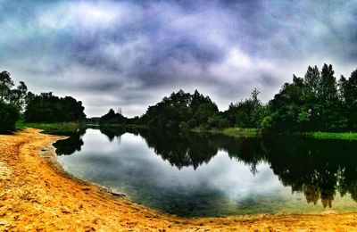 Scenic view of lake against sky