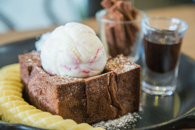 Close-up of cake on table