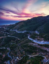 Scenic view of landscape against sky during sunset