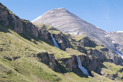 Scenic view of mountains against clear sky