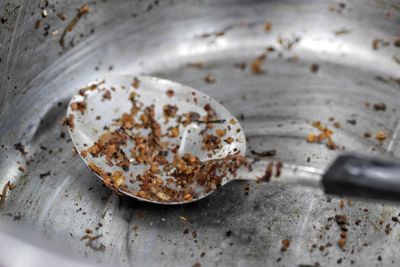 High angle view of cigarette on plate