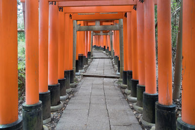 View of colonnade at temple