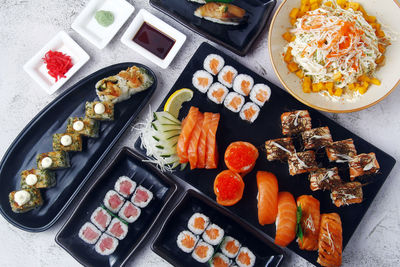 High angle view of food on table