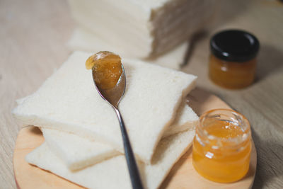 Close-up of dessert on table