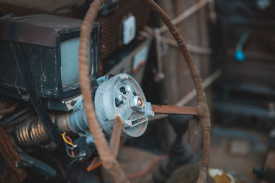 Close-up of rusty machine part