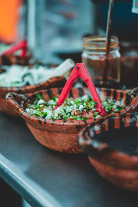 Close-up of food on table