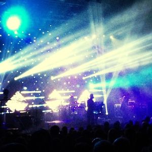 People enjoying music concert at night