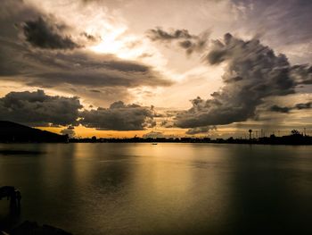 View of calm sea against cloudy sky