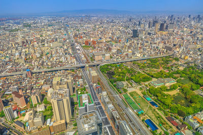 Aerial view of city buildings