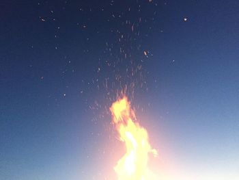 Low angle view of fire in the dark