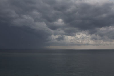 Scenic view of sea against cloudy sky