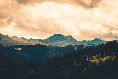 Scenic view of mountains against sky