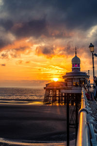 Scenic view of sea against orange sky