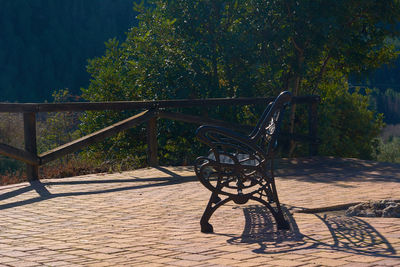 Empty bench in park