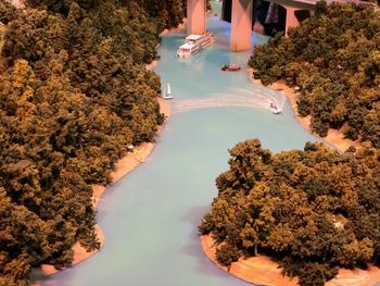 High angle view of people standing by swimming pool