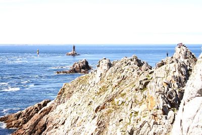 Panoramic view of sea against clear sky