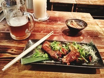 Close-up of food on table