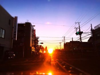 View of road at sunset