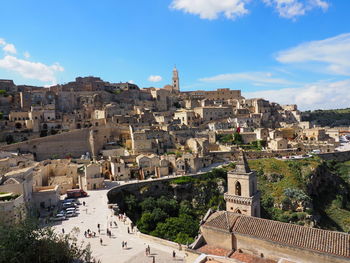 High angle view of townscape against sky