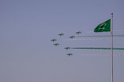 Low angle view of airplane flying in sky