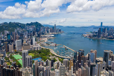 Aerial view of city buildings