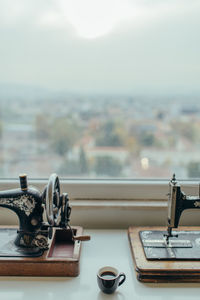 Close-up of sewing machine
