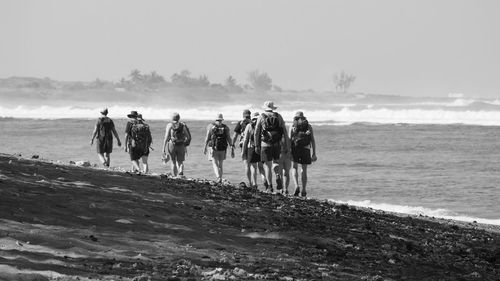 Wlaking along the beach.
