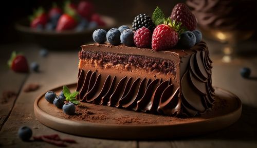 Close-up of dessert in plate on table