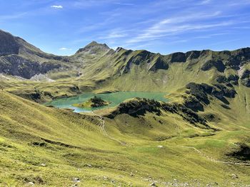 Scenic view of mountains against sky