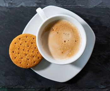 High angle view of coffee on table