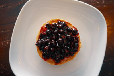 High angle view of breakfast in plate on table