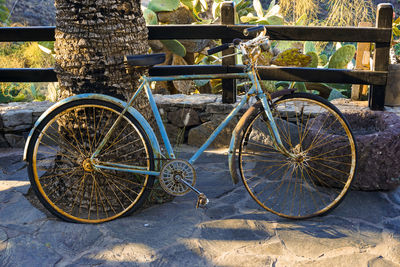 Bicycle wheel in old abandoned building