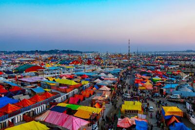 Colourful tent houses in the lap of ganges 