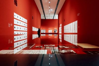 Interior of illuminated building