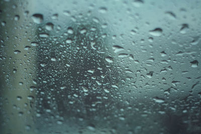 Full frame shot of raindrops on glass window