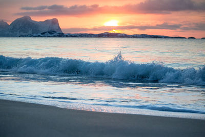 Scenic view of sunset over sea