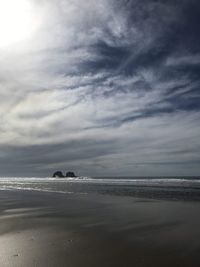 Scenic view of beach against sky