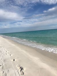 Scenic view of beach against sky