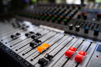 Close-up of sound mixer