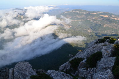 Aerial view of mountains against sky