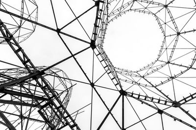 Low angle view of electricity pylon against sky