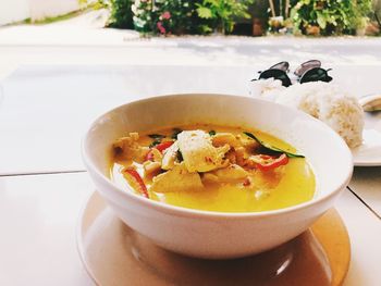 High angle view of food in bowl