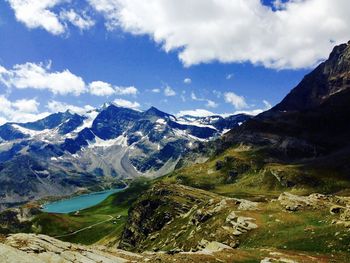 Scenic view of mountains against sky