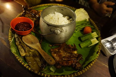 Close-up of food on table