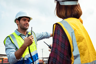 Low angle view of man working