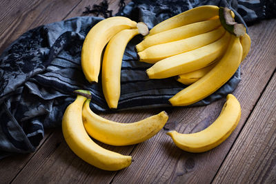 High angle view of bananas on table